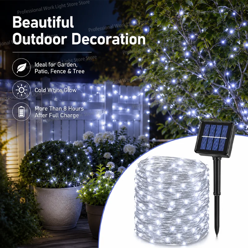 LED Solar String Fairy Lights Outdoor Path Garlands Lamp Led Twinkle Waterproof Lamp Christmas Wedding Garden Street Lights