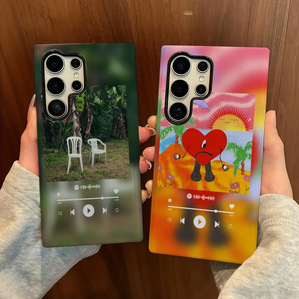 

B-Bad Bunny Phone Case For Samsung S25 Film Shell Luxury GalaxyS24Ultra 23plus S22 21 A56 36 26 16 Double Layer Cover