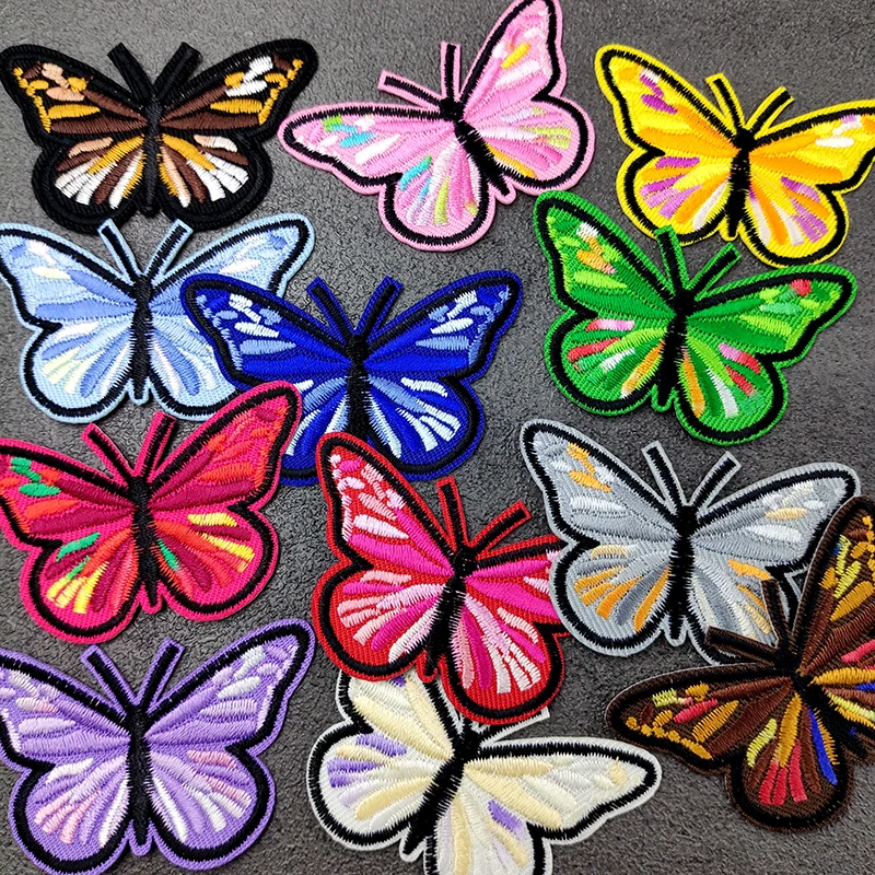 Color Butterfly Patches For Clothing Embroidery Applique Fabric Red Yellow Pink Green Blue White