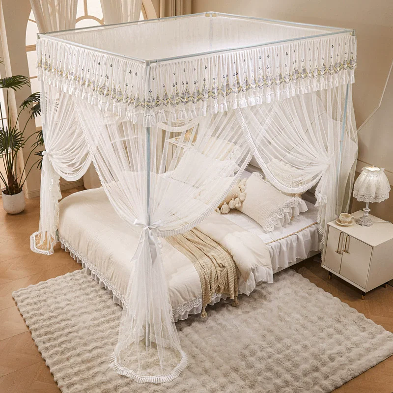 2025 Boutique Embroidery Mosquito Net for Summer with Bracket Palace Bed Curtain Tent for Girls Bedroom Home Decor