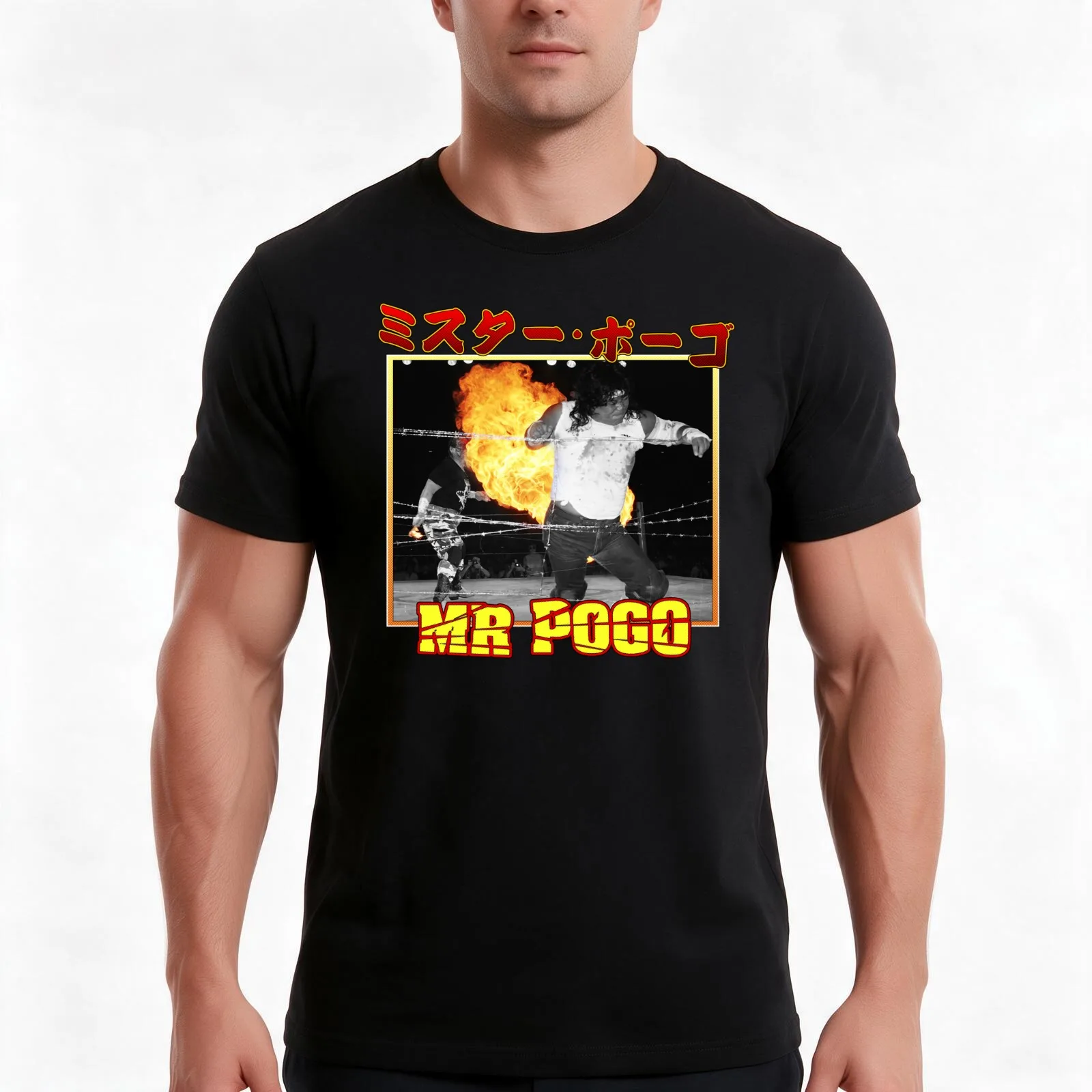Mr Pogo - Fire Deathmatch T-Shirt, Summer Casual Cotton Tee, Oversized Streetwear Tops, Vintage Graphic Print, Unisex Men Women