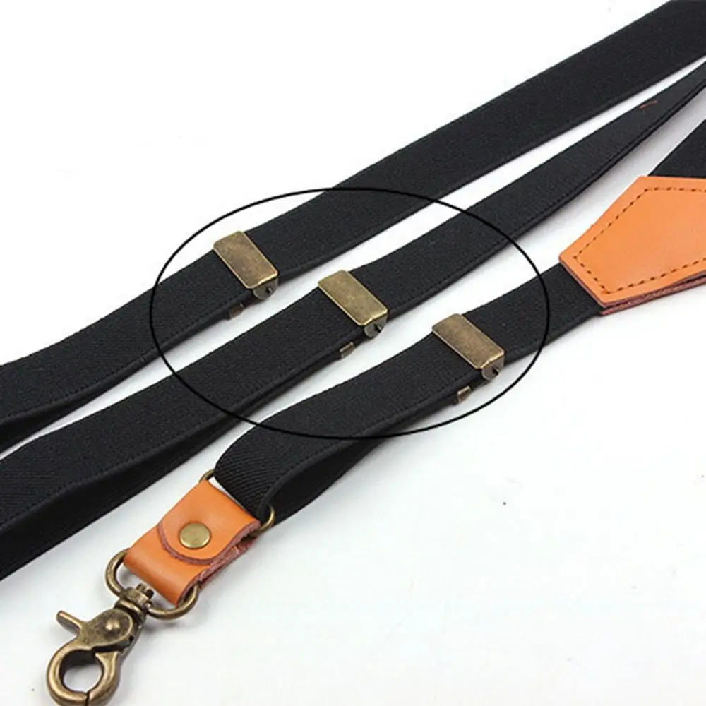 女性用ストライプストラップクリップ、無地パフォーマンスハンギングパンツクリップ、調節可能なブレースサスペンダークリップ、タイサスペンダー