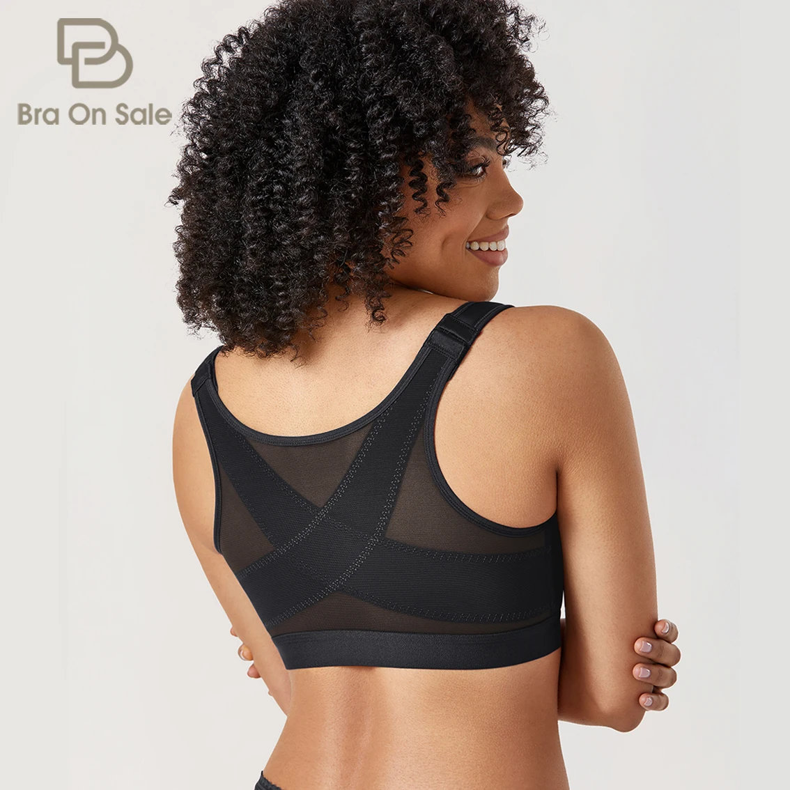 Front Closure Back Support Posture Bras For Women Plus Size Unlined Underwear Black White Beige 34-40 B C D DD