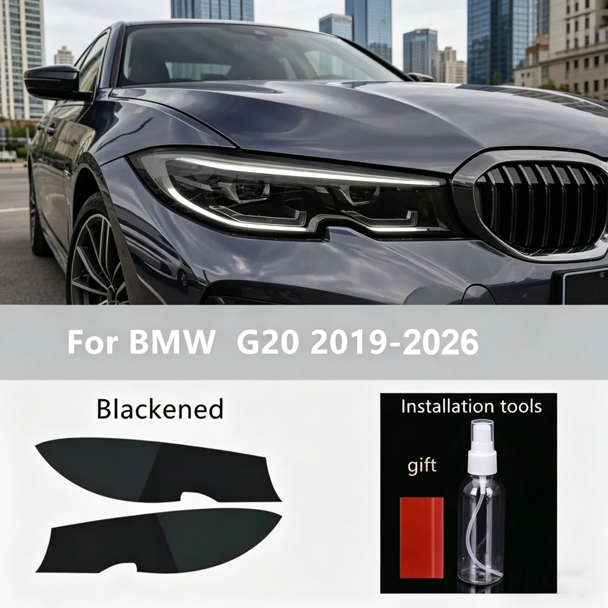 Scheinwerferschutzfolie für BMW G20 G21 2019–2026, schwarz getönte Anpassungsfolie, TPU-Schutzfolien, Scheinwerfer-TPU-Aufkleber – Detail 6
