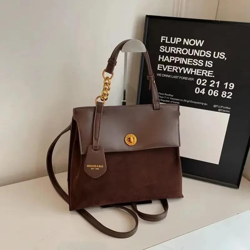 

Causal Solid Faux Suede Square Shoulder and Crossbody Bags High Quality Hasp Simple Fashion Backpacks for Women 2025 Hot Sale