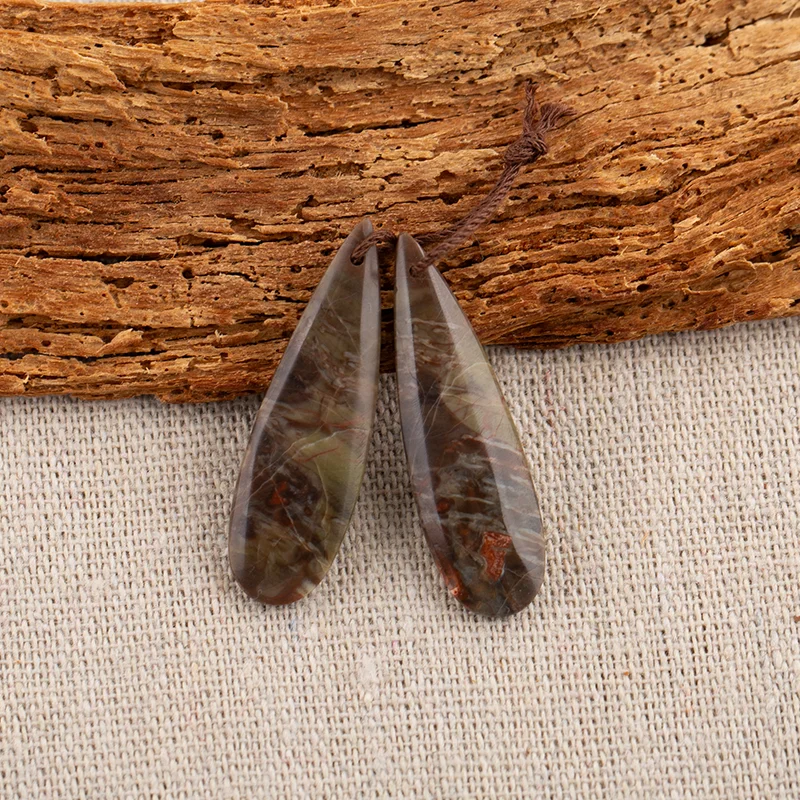 B&F Mushroom Jasper Earring Beads – Handmade natural stone beads, ideal supplies for jewelry making.