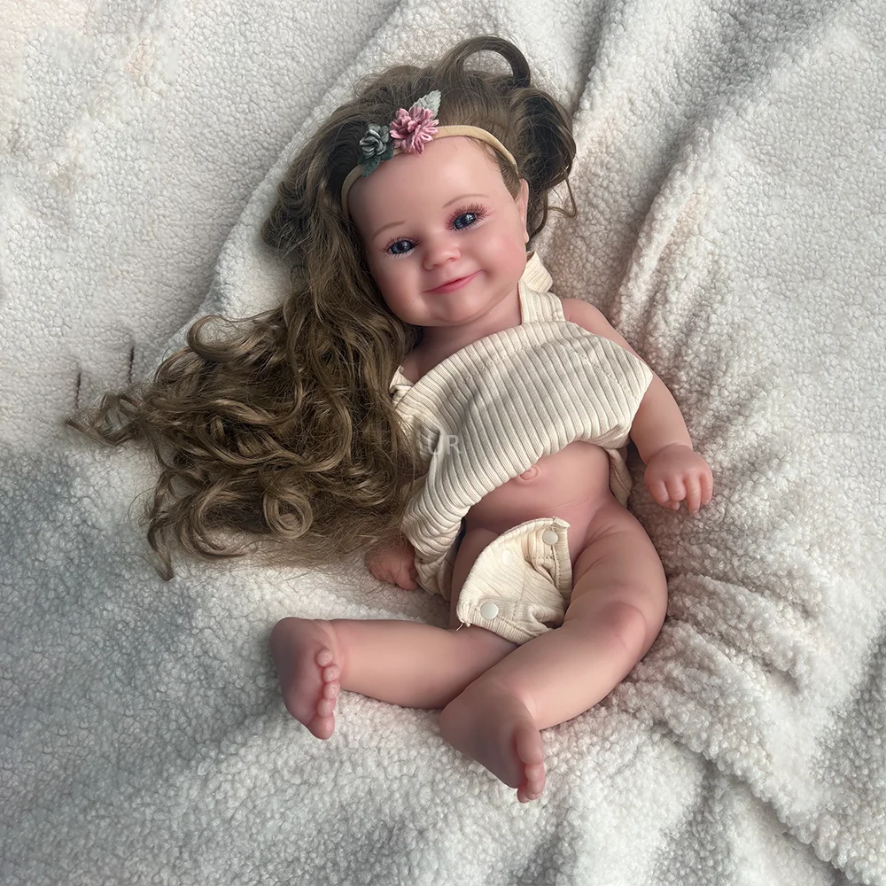 Cheveux enracinés faits à la main pour nouveau-né, bébé Reborn, corps entier, silicone, beurre, cadeau de collection de Noël, 20 po