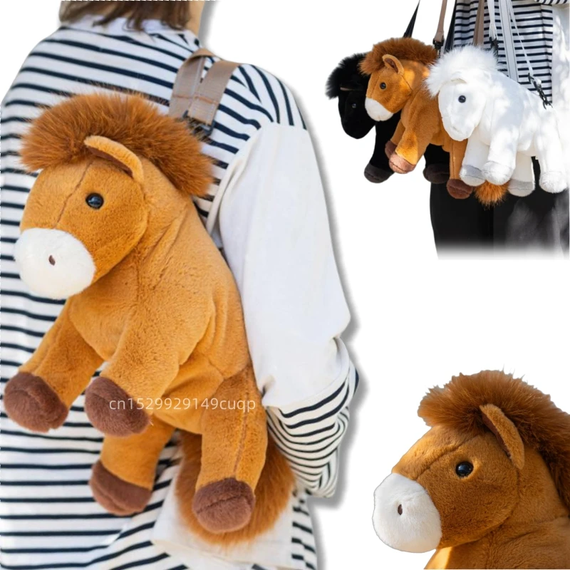 

40cm Cartoon 2026 New Horse Plush Doll Backpack High Quality Soft Horse Animal Stuffed Toy Home Decoration Gift For Children