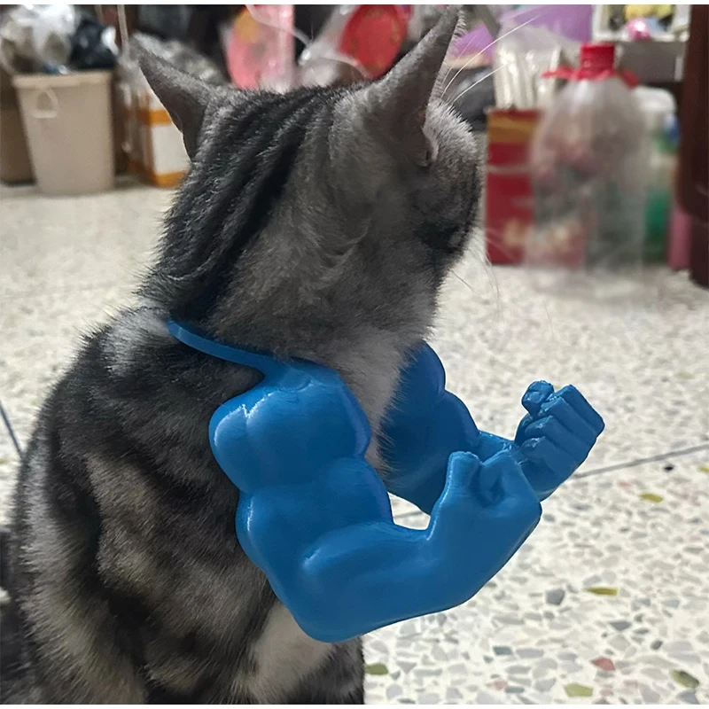 Pet Cat Muscle Arms 3d Creative Strong Man Giant Arms Halloween Cat Costume Accessory Cat's Neck Arm with Muscle for Pet Cosplay
