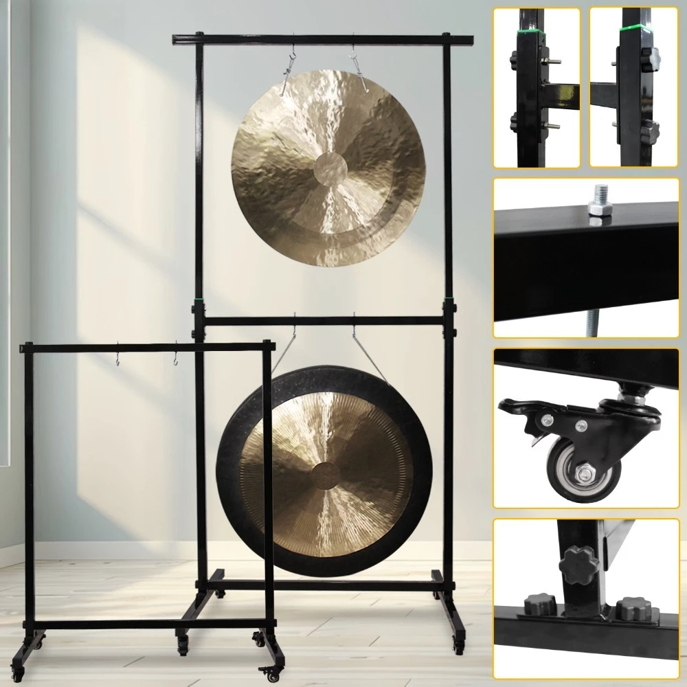Black Gong Stand Suitable for 50 - 90cm C-Type and Square Frame Gong Holder Stable Structure Percussion Instrument Accessories