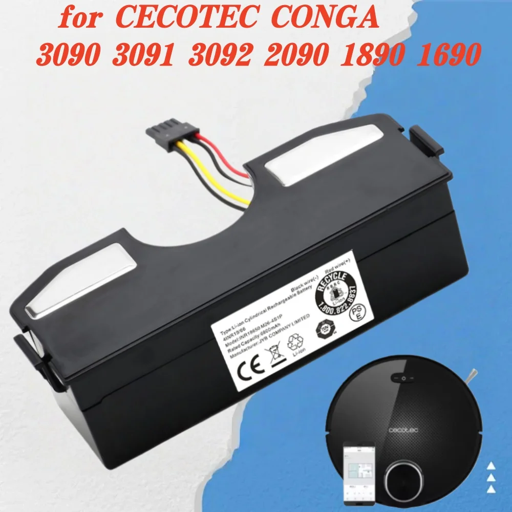 

For CECOTEC CONGA 3090 3091 3092 1690 1890 2090 Robot Vacuum Cleaner Battery Pack Replacement Accessories 14.4 Volts Battery.