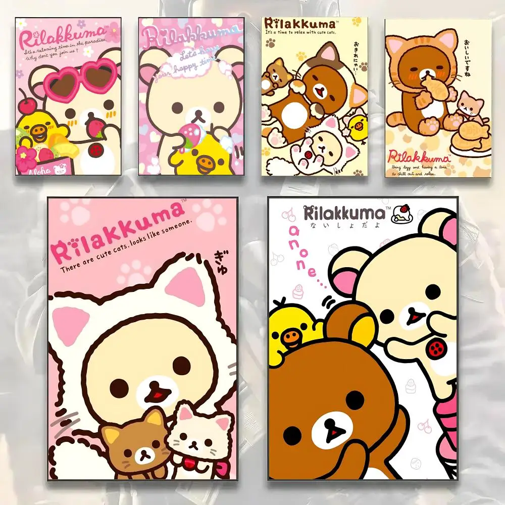 Cute Cartoon R-Rilakkuma Painting Calligraphy Modern Canvas Wall Art Prints for Living Room Decor | Wall Decals