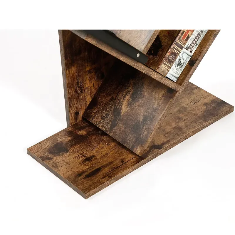 10 Tier Wooden Bookshelf Brown Storage Rack for Living Room Office Home Decor Magazine Organizer Furniture Display Stand Unit