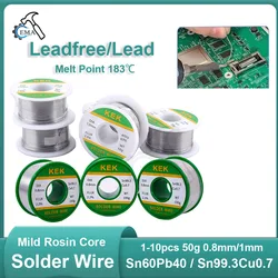 1-10pc 0.8mm/1mm  Mild Rosin Core 183℃ Melting Point High Purity Solder Wire Welding Flux2% Iron Cable Reel Sn60Pb40 Sn99.3Cu0.7