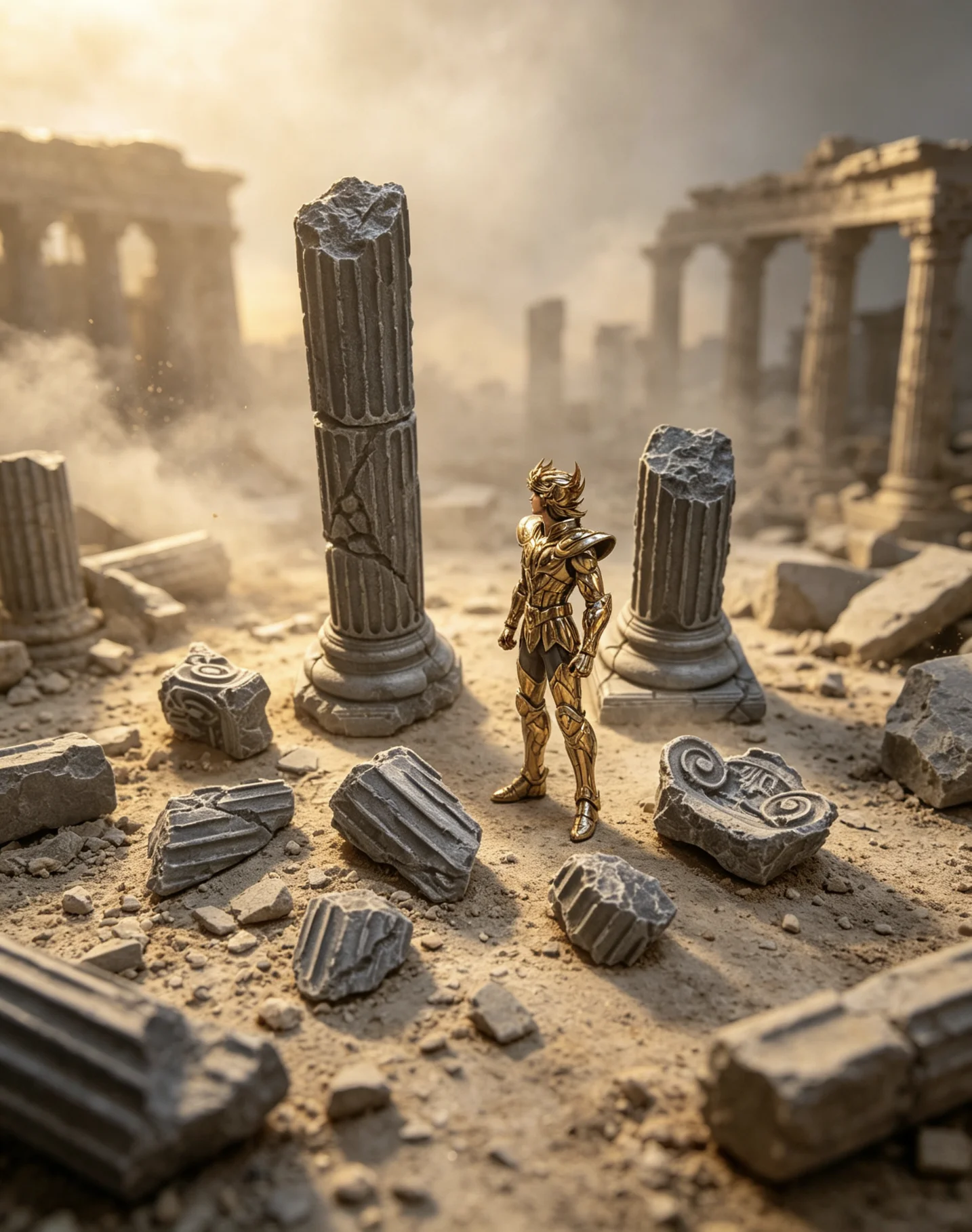 9PCS Saint Seiya Resin Roman Column Ruins Scene Accessories Battle‑Damaged Broken Pillar Model for Saint Seiya figure Display