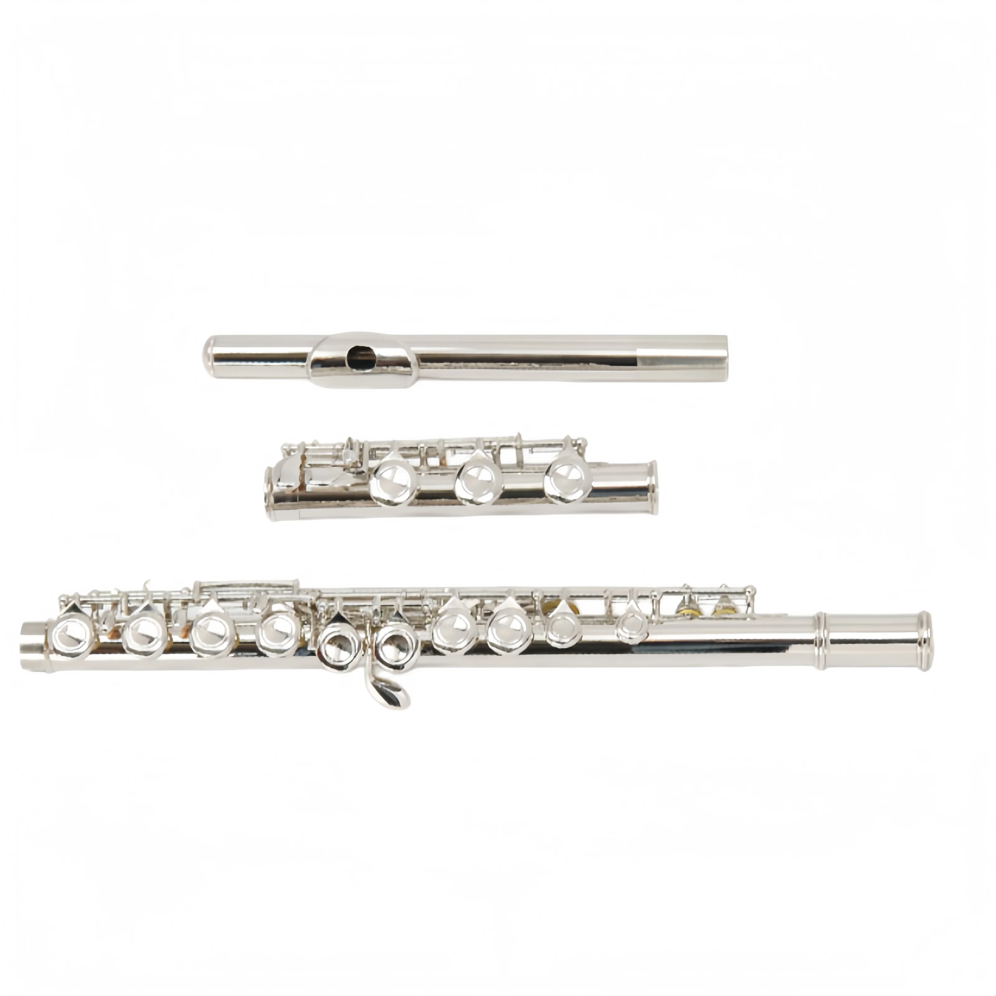 B Foot 17 Hole Flute C Key Closed Hole Nickel Plated Cupronickel Material Body C Tone Flute White Copper Woodwind Instrument