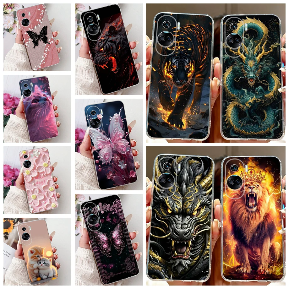 

For Huawei Honor 90 Lite / Honor90 90 Pro Phone Case Back Cover Soft TPU Rubber Silicone Bumper Cartoon Animals Cool Style Funda
