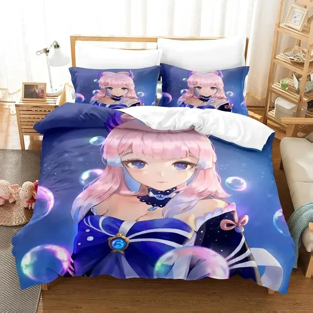 Anime Genshin Impact Sangonomiya Kokomi Supplies Set Duvet Cover Set Bedding Sets Pillowcases No Filling Luxury Birthday Gifts