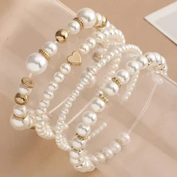 4pcs Unisex Fashion Simple Pearl Bracelet Set faux pearl