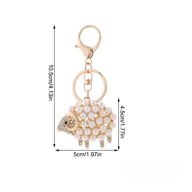 Glänzender Strass-Perlen-Schaf-Schlüsselanhänger, Langlebiger Metall-Schlüsselring, Niedlicher Tier-Anhänger für Handtasche, Autoschlüssel, Accessoire, Geschenk – Detail 5
