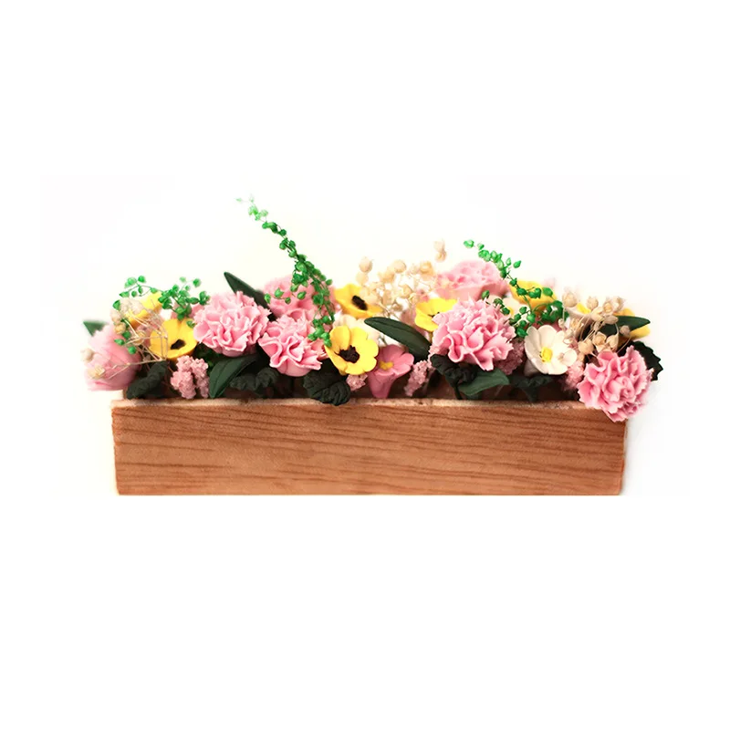 Mini Clay Flowers 1:12 Scale Dollhouse Accessories Miniature Model Simulation Flowers