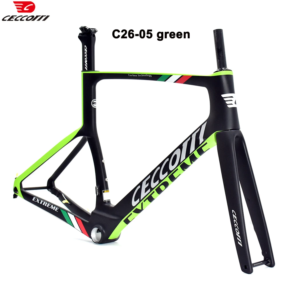 CECCOTTI Disc Brake Bicycle Frameset With Full Hidden Wiring Integrate Handlebar And T47 Bottom Bracket