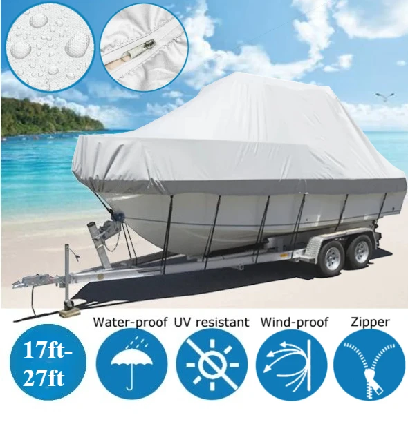

17ft-27ft Boat Cover Fabric Custom Anti-UV Jumbo 800D Polyester Boat Cover Waterproof Marine Boat Cover