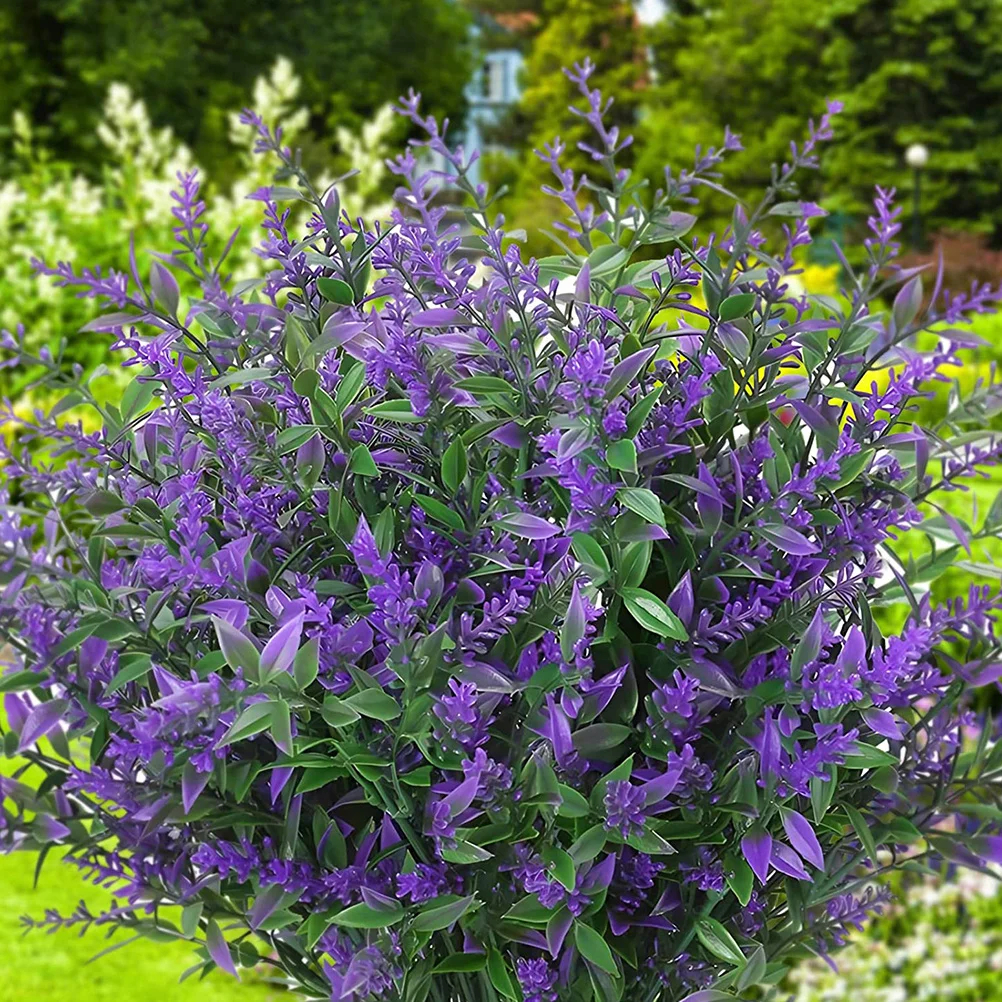 

8pcs Artificial Lavender Plants Decor Indoor Outdoor Wedding Elegant Flowers Home Office DIY Centerpieces Photo