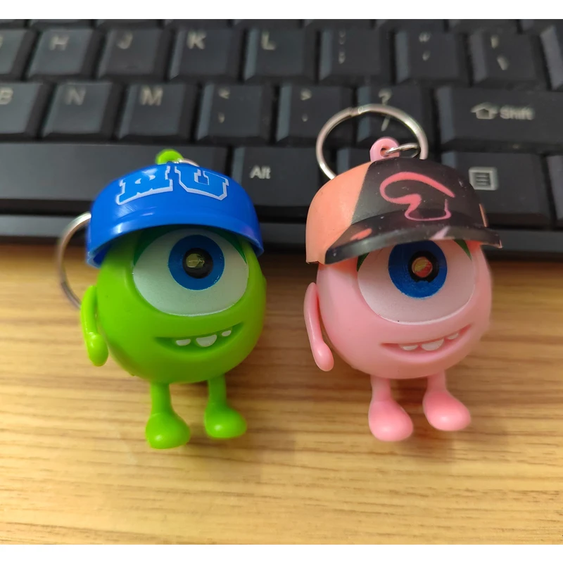 Disney Monsters University Mike llavero luz LED sonido Anime Wazowski Mr.Q figuras de acción colgante juguete para regalo