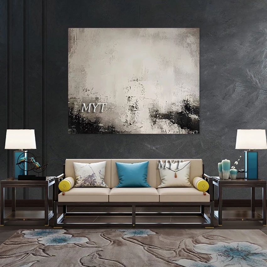 

Современная стена на холсте, декоративная картина для гостиной, абстрактные картины, безрамный дизайн, текстурированный ручной рисунок