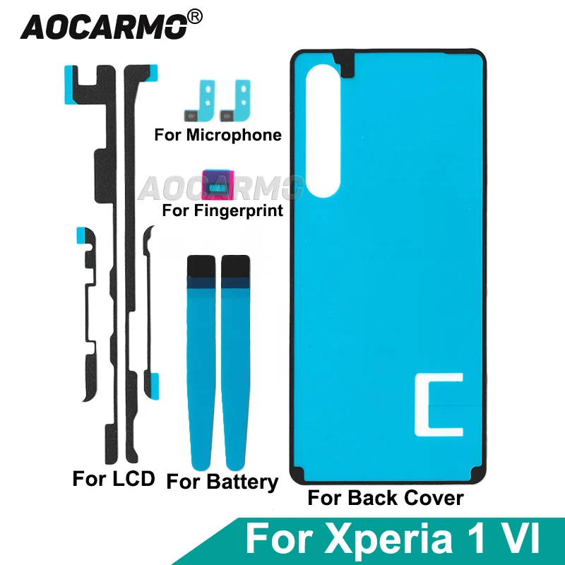 Aocarmo Para Sony Xperia 1 VI XQ-EC54 XQ-EC72 Adesivo de Fixação para Tela Frontal, Tampa Traseira, Carcaça e Bateria, Fita Adesiva para Microfone
