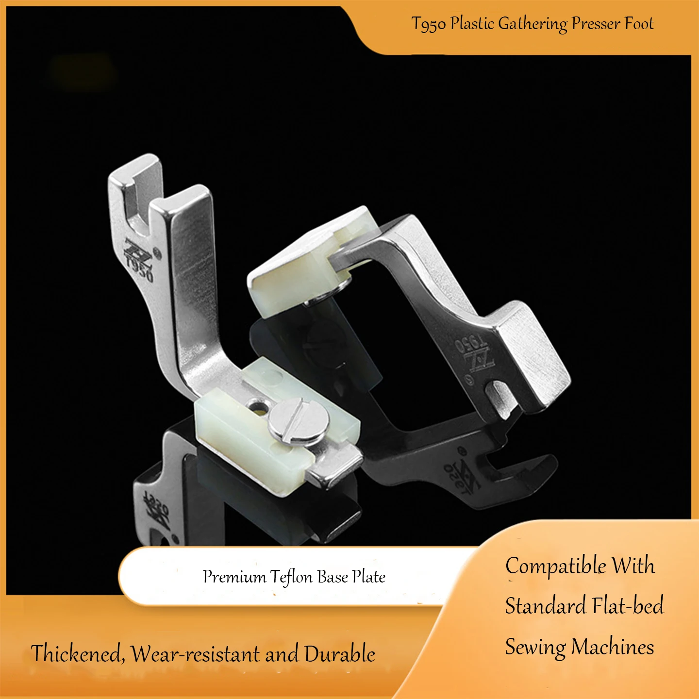 Sewing Gathering - T950 Teflon Plastic Gathering Presser Foot