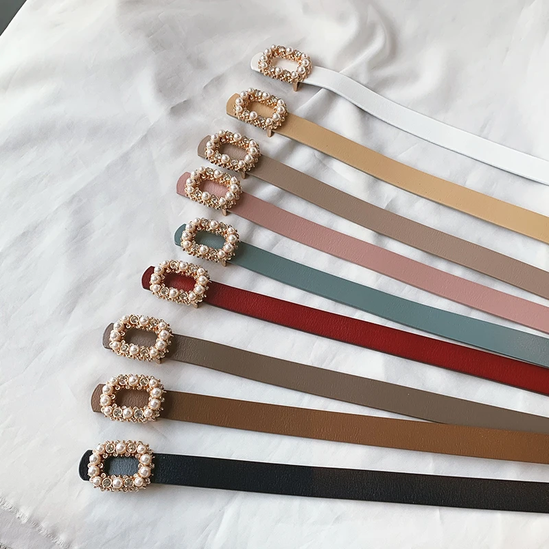 bm-pearl-embedded-diamond-slim-belt-women's-versatile-skirt-dress-decorative-retro-leather-small-belt-smooth-buckle-alloy-clasp