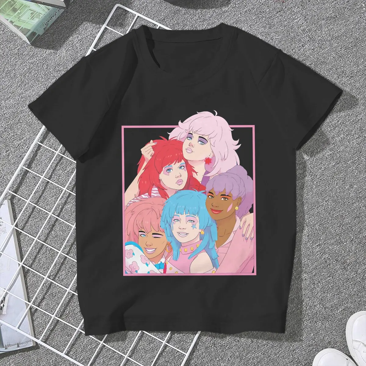 Photo Essential Women T Shirt Jem And The Holograms TV Funny Tee Shirt Short Sleeve Crew Neck T-Shirts Unique Tops