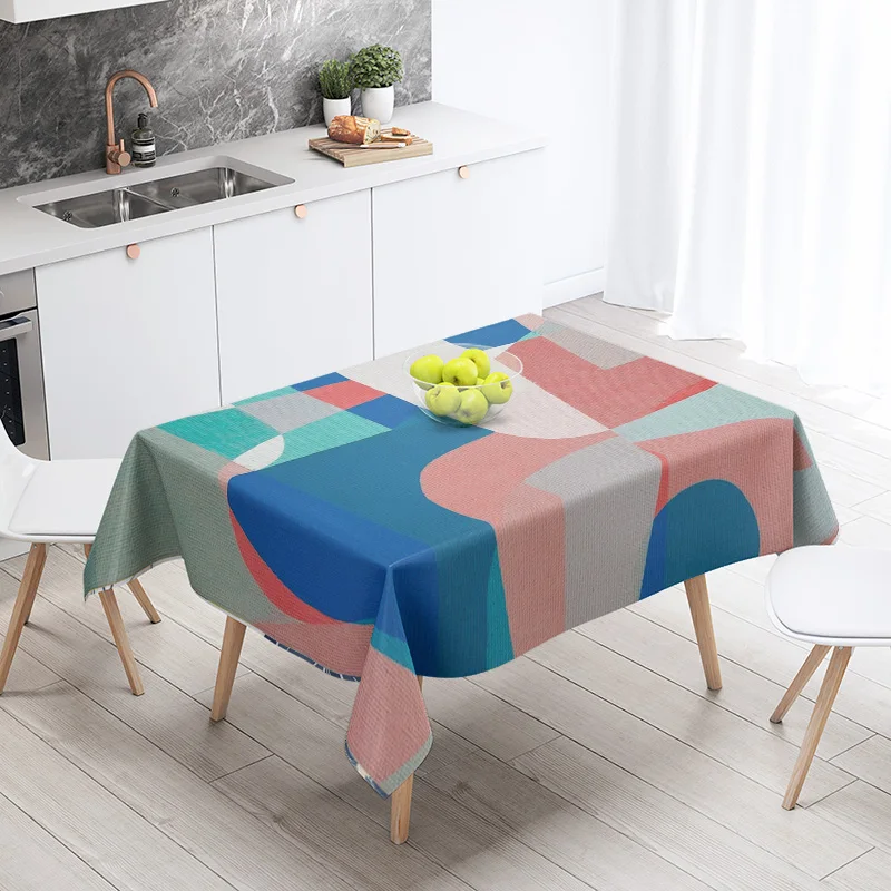 مجردة هندسية مفرش المائدة مقاوم للماء مقاومة للبقع الطرف الديكور مطعم مقهى طاولة طعام مفارش المائدة 140X200cm #2