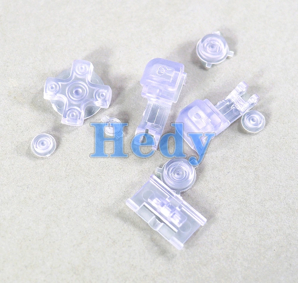 Juego de 50 teclas de botón de repuesto para GameBoy Advance SP GBA SP, juego completo de botones R L A B d-pad, color sólido, translúcido y transparente