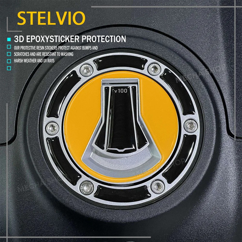 

For Moto Guzzi Stelvio V100 2024- Sticker Motorcycle Accessories Fuel Tank Cover 3D Resin Decal Protection