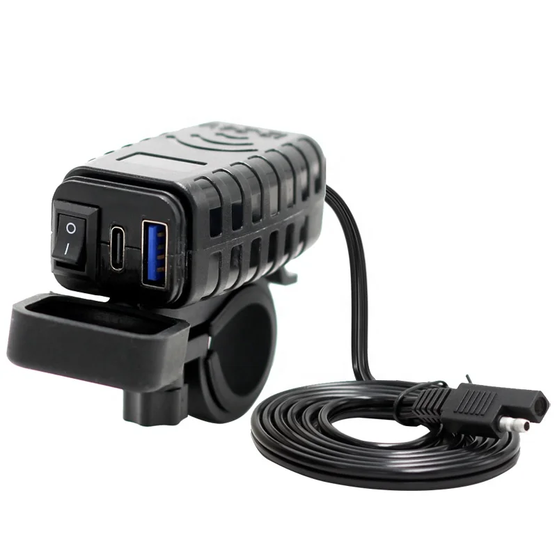 

Motorcycle High Pass Fast Charging PD3.0+QC3.0 Digital Display High and Low Voltage Strap Electronic Switch