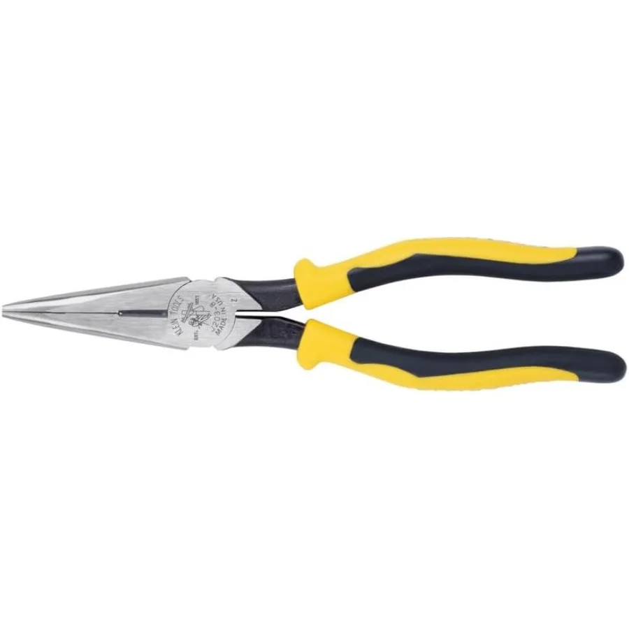 Klein Tools J203-8 8-Inch Needle Nose Pliers Heavy Duty Cutting Extended Handles High Leverage Induction Hardened with Hot-Rive