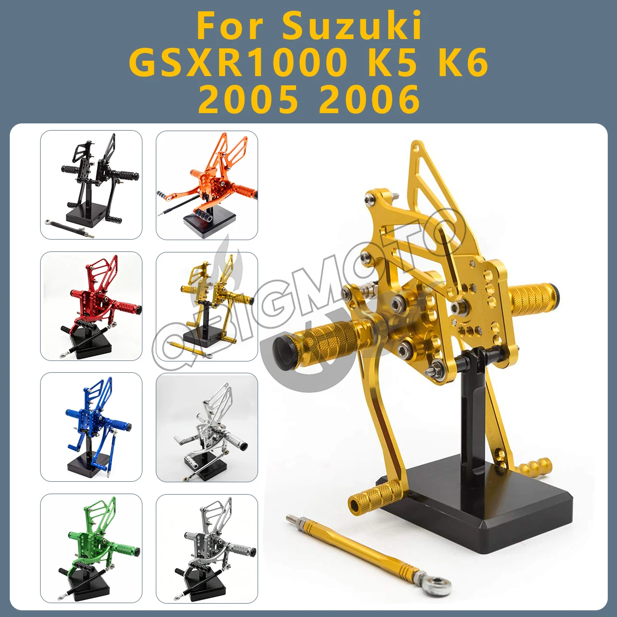 

Motorcycle Rearset Footpeg Rear Footrest Foot Pegs Pedal Rearsets CNC Adjustable For Suzuki GSXR1000 K5 K6 2005 2006 Rear Set