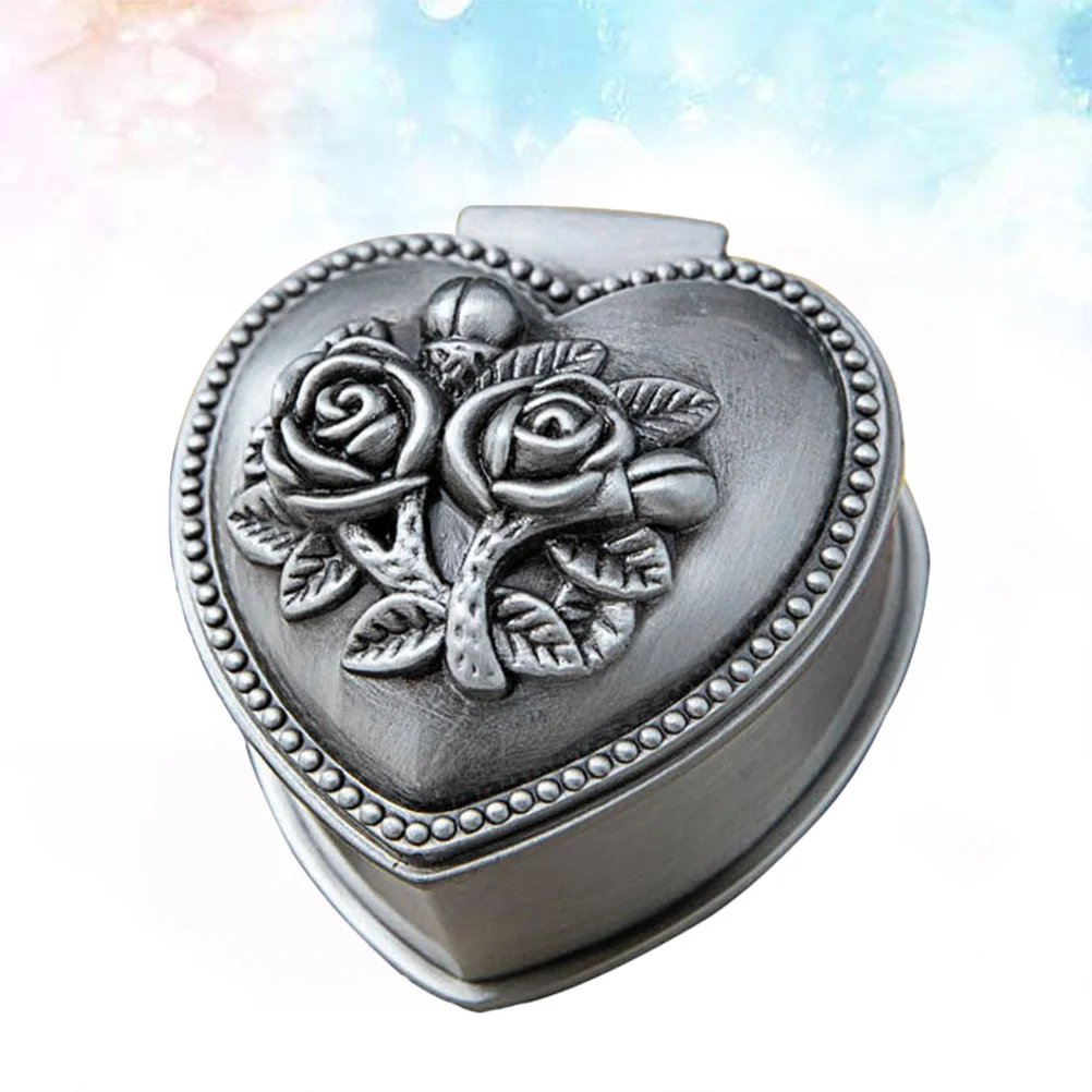 

Vintage Trinket Box Flower Pattern Jewelry Storage Container For Rings Earrings Necklaces Bracelets Alloy Organizer