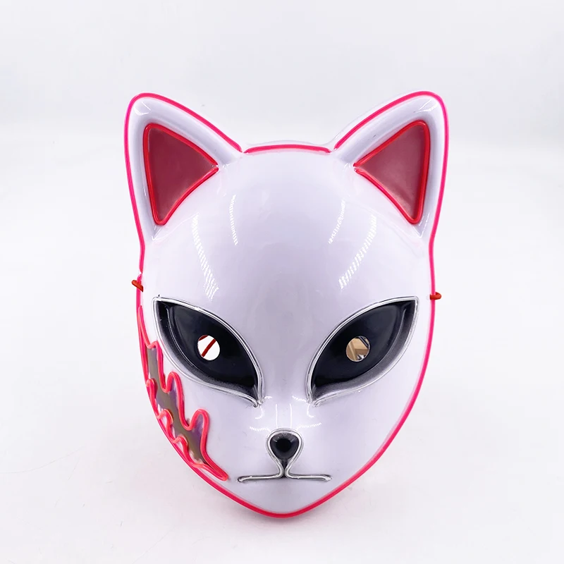 Japanese Anime Mask Full Face Demon Slayer Mask LED Party Supplies Neon  Light Flashing In The Dark Night