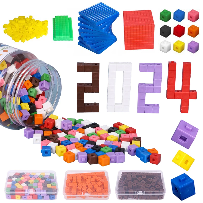 1cm Linking Cubes Math Learning Toys Kids Montessori Decimal Counter Digital Sensory Play Parish Teaching Aids Educational Toys