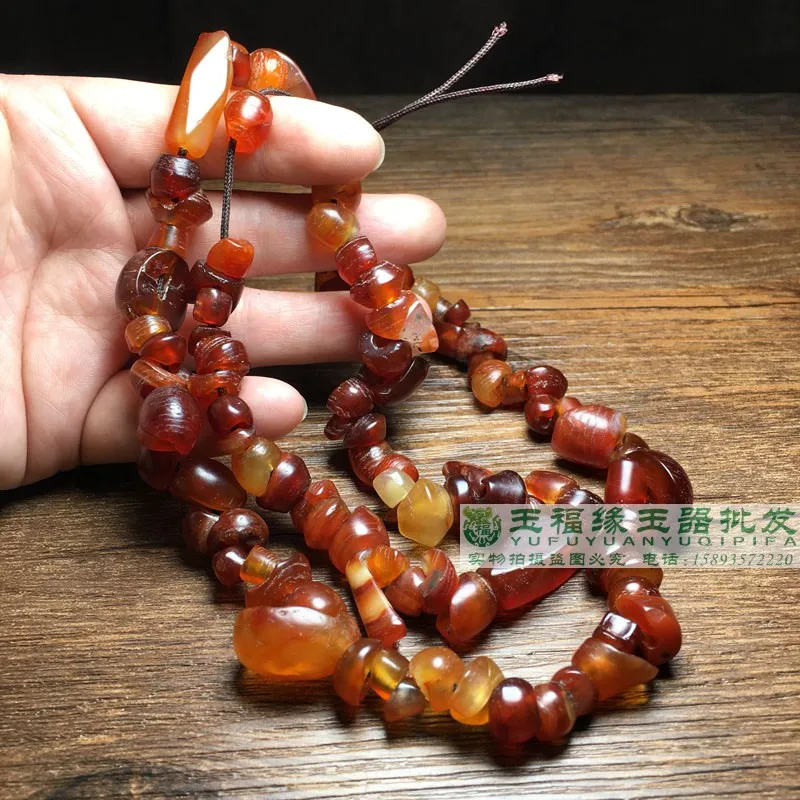 1pcs/lot Gagosima old agate red agate oil glossy coated pulp with the type of residual bead string coated agate septa with beads