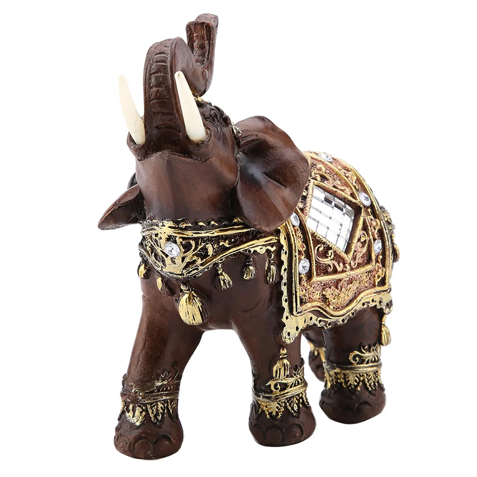 Wood Grain Elephant Statue - Feng Shui Wealth Figurine for Home Decor, Lucky Gift Sculpture