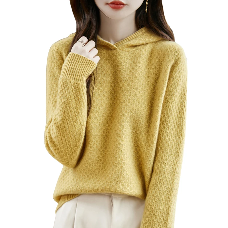 

Elastic And Warm Long Sleeve Pullover Knitwear Sweater Autumn And Winter 100% Merino Wool Soft Female Elegant Jumper Tops