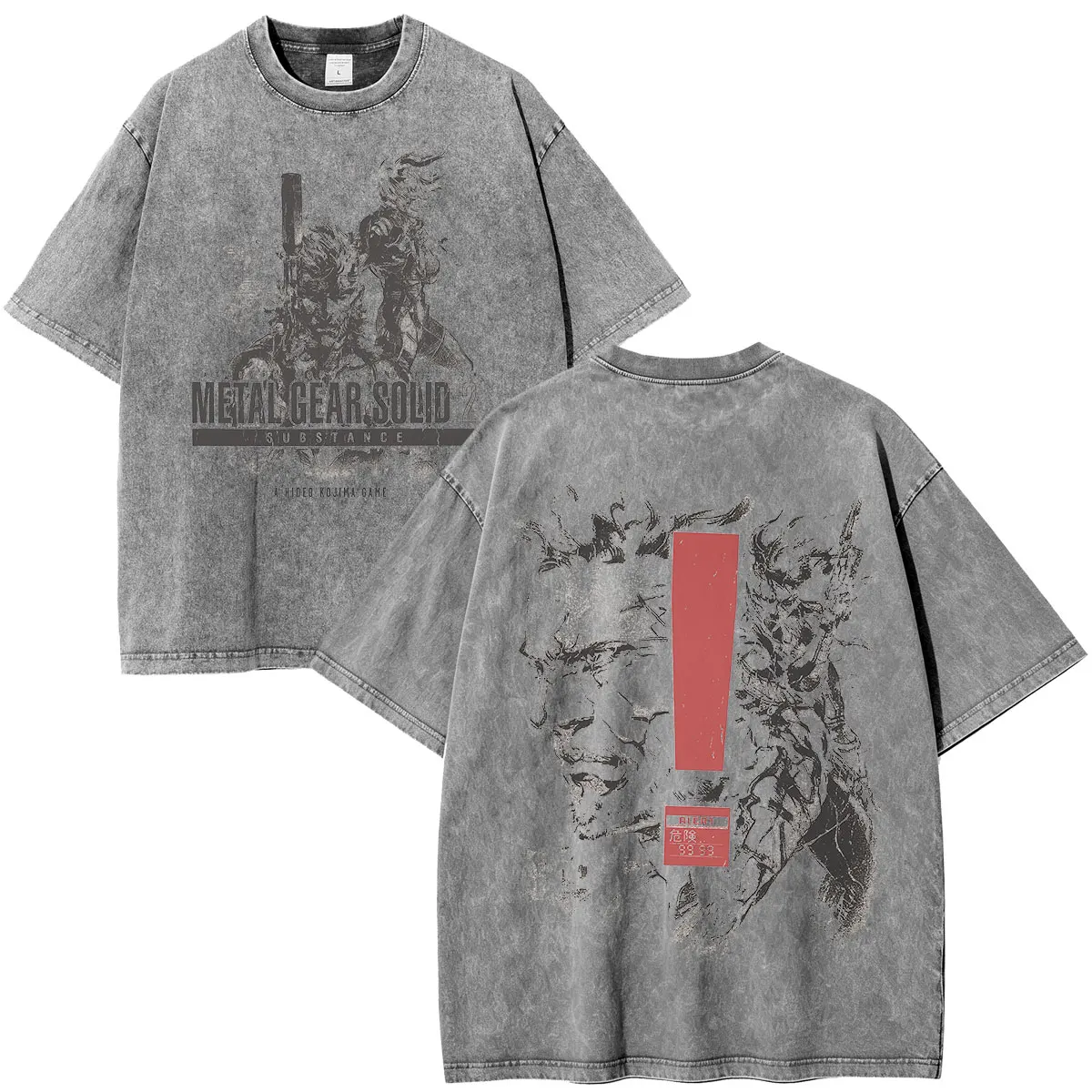 Metal Gear Solid 2 Substance MGS2 Solid Snake Raiden Game Vintage Washed T-shirt Men Women Clothing Fashion Short Sleeve T Shirt