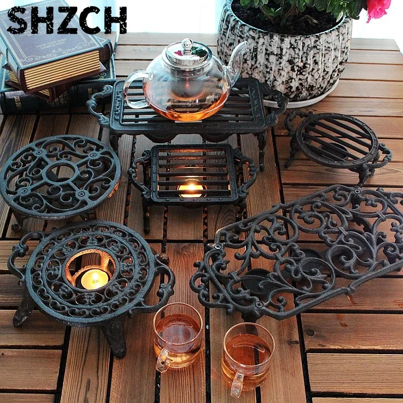 Retro Cast Iron Alcohol Stove for Tea Coffee Warmer Table Lamp Holder Home Decor