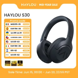HAYLOU S30 Auriculares Inalámbricos Bluetooth 5.4 43dB Auriculares Adaptativos con Cancelación de Ruido 40mm Driver 80H Playtime