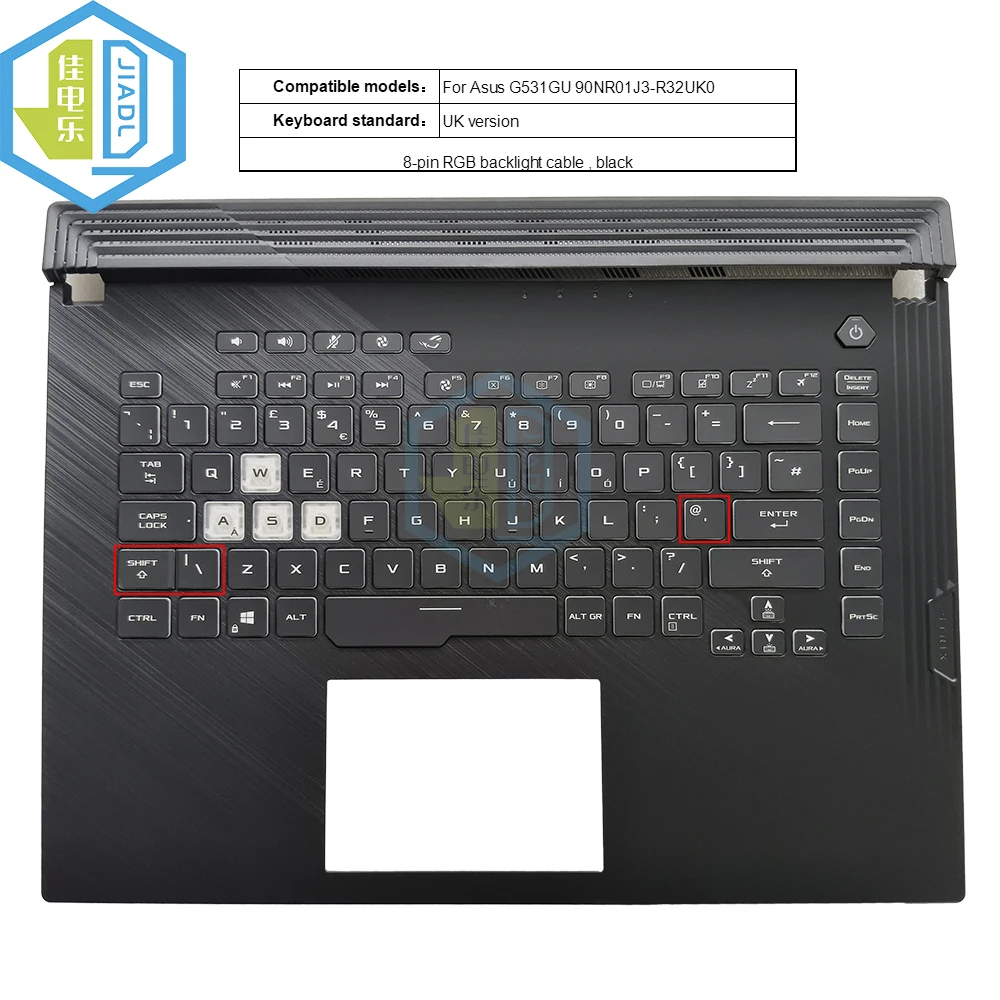 

New FR UK TR HU GR GK FR CS HU RGB 8pin backlight laptop keyboard Topcase Palmrest For Asus G531GU Laptop Keyboards C Shell